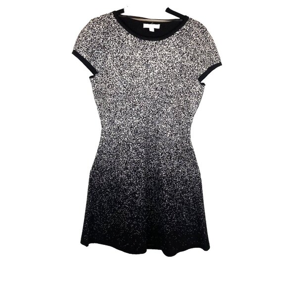 London Times Womens P Med  Black White Ombre Speckled Short Pullover Knit Dress - Picture 4 of 15